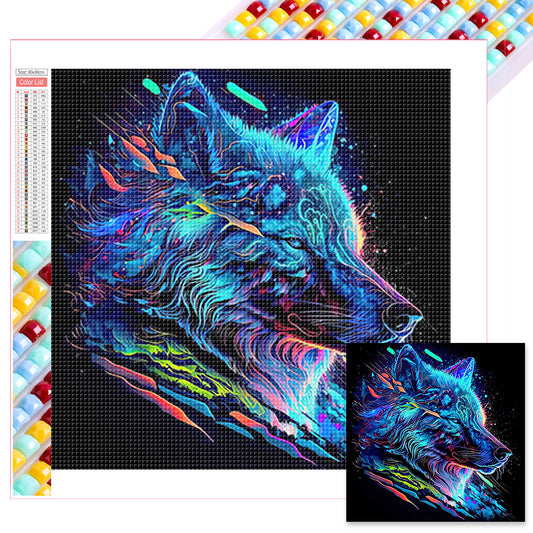 Colorful Animals-Wolf - Full Square Drill Diamond Painting 30*30CM