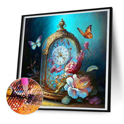 Butterfly Clock - Full Round Drill Diamond Painting 30*30CM