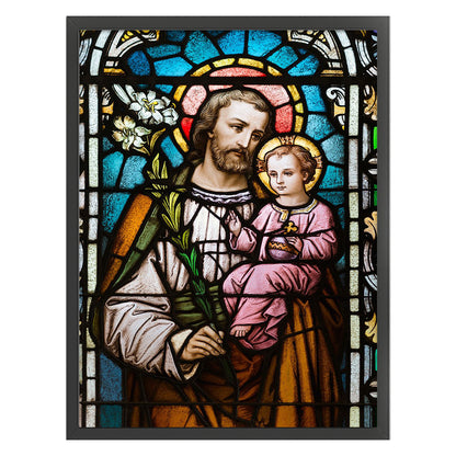 Glass Painting - Priest And Child - 14CT Stamped Cross Stitch 50*65CM