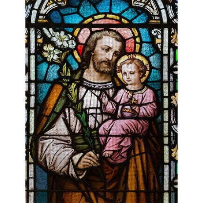 Glass Painting - Priest And Child - 14CT Stamped Cross Stitch 50*65CM