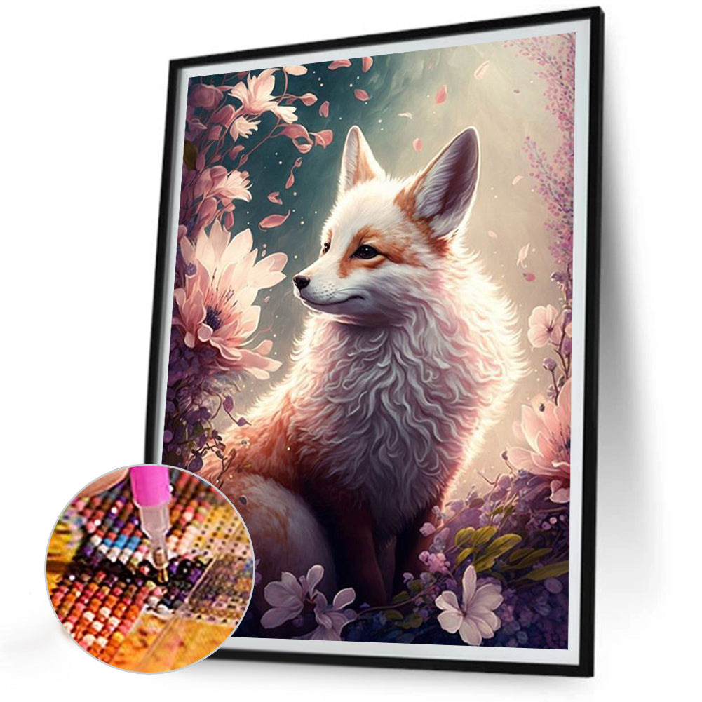 Fox And Flower - Full Round Drill Diamond Painting 30*40CM