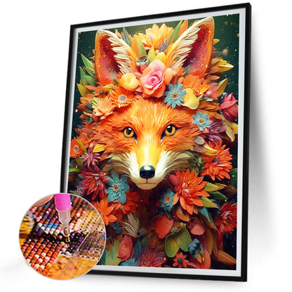 Fox And Flower - Full Round Drill Diamond Painting 30*40CM