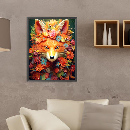 Fox And Flower - Full Round Drill Diamond Painting 30*40CM