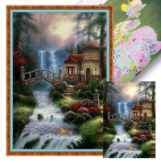 Landscape Loft Waterfall - 16CT Stamped Cross Stitch 40*60CM