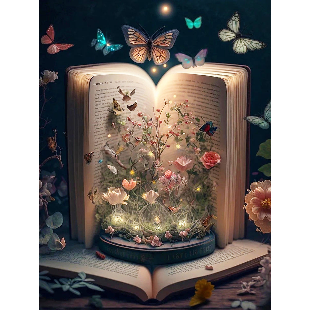 Butterfly And Book - Full Round Drill Diamond Painting 30*40CM