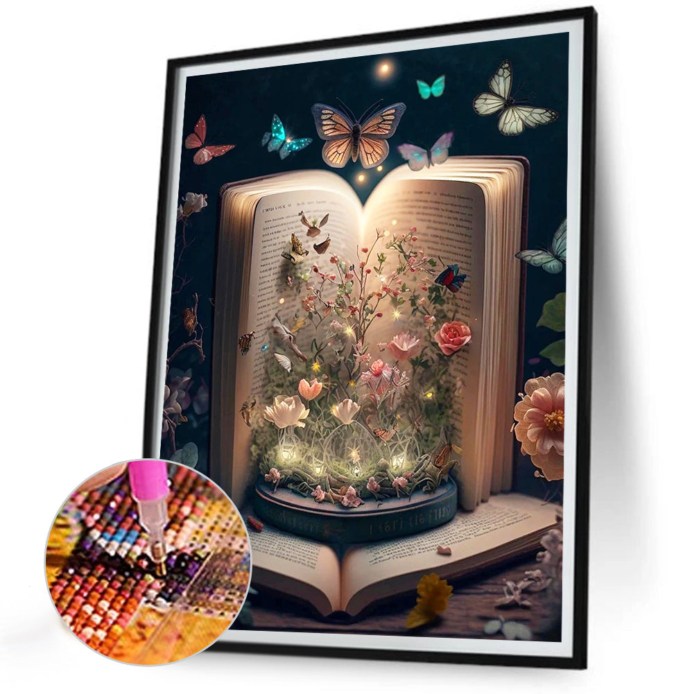 Butterfly And Book - Full Round Drill Diamond Painting 30*40CM