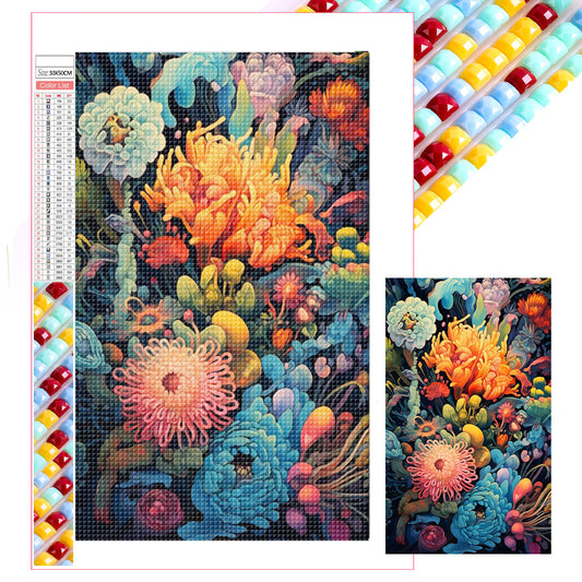 Colorful Flowers - Full Square Drill Diamond Painting 30*50CM