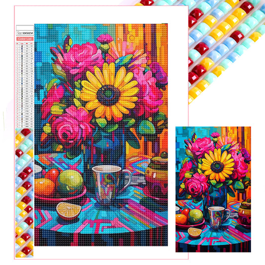 Colorful Flowers - Full Square Drill Diamond Painting 30*50CM