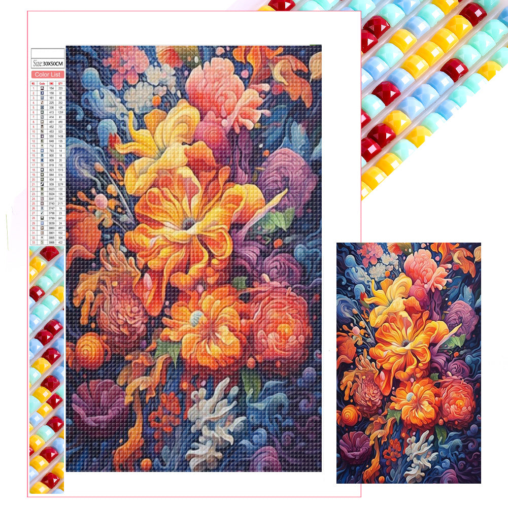 Colorful Flowers - Full Square Drill Diamond Painting 30*50CM