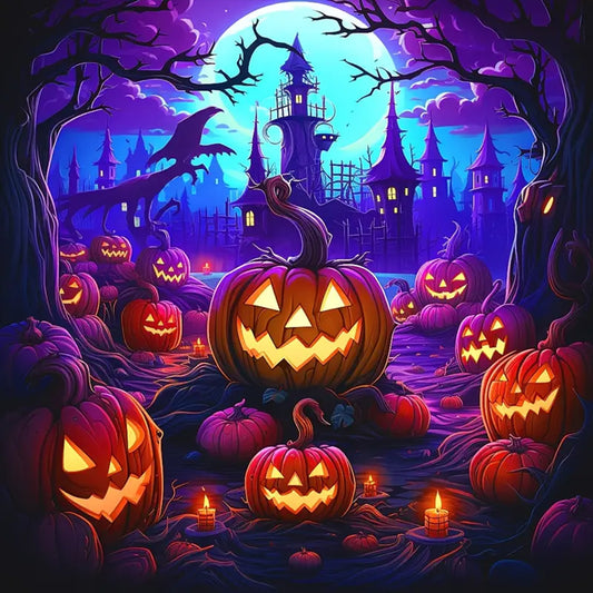 Halloween Pumpkin Castle - Full Round Drill Diamond Painting 40*40CM