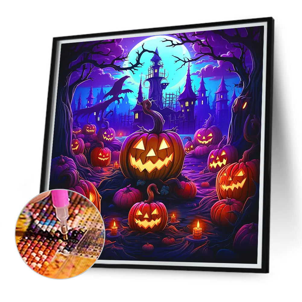 Halloween Pumpkin Castle - Full Round Drill Diamond Painting 40*40CM