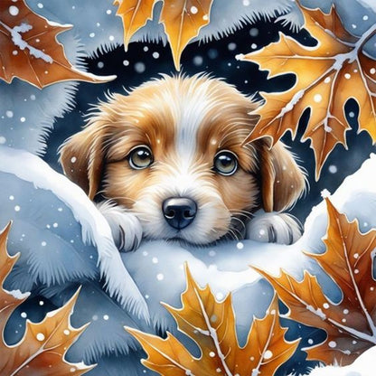 Snow Puppy - Full Round Drill Diamond Painting 30*30CM