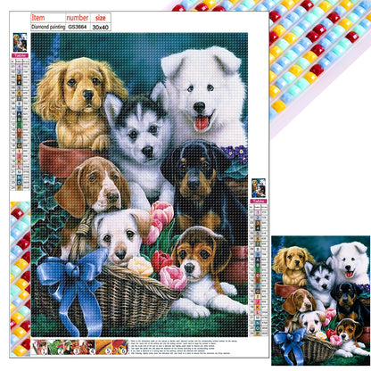 Puppy Party - Full Square Drill Diamond Painting 30*40CM