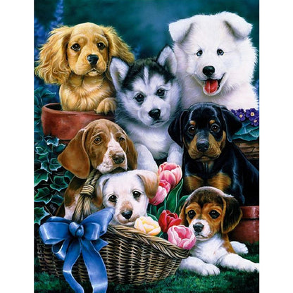 Puppy Party - Full Square Drill Diamond Painting 30*40CM