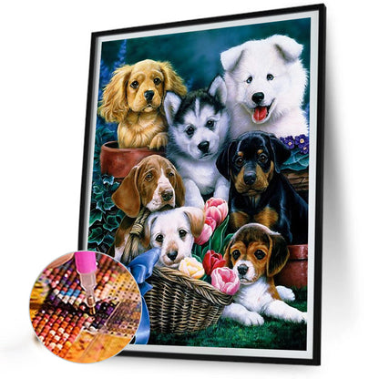 Puppy Party - Full Square Drill Diamond Painting 30*40CM