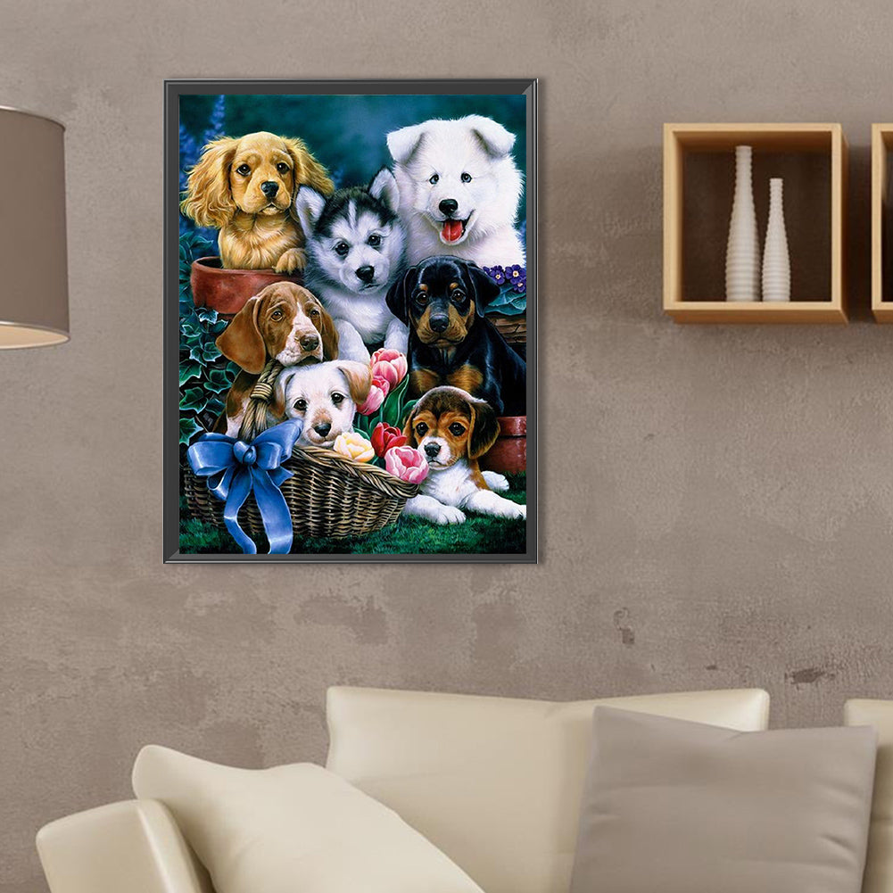 Puppy Party - Full Square Drill Diamond Painting 30*40CM