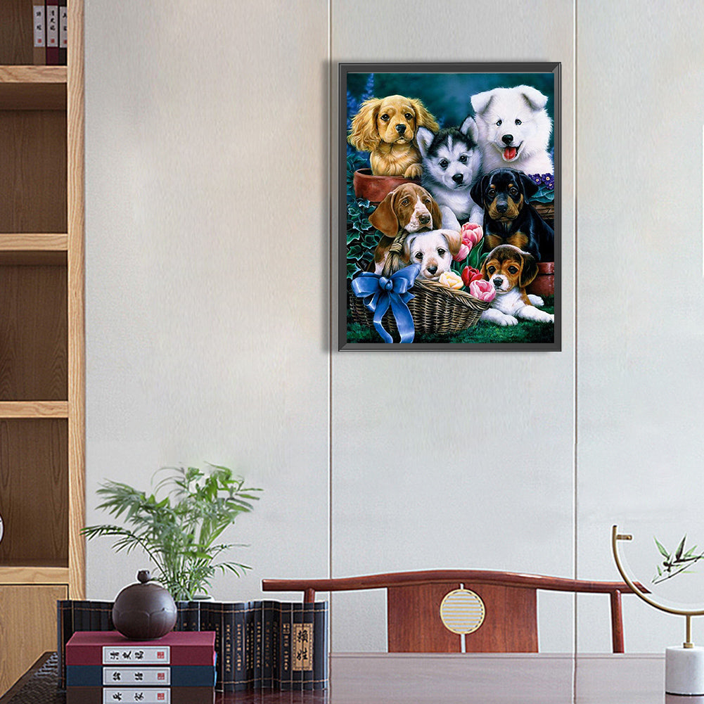 Puppy Party - Full Square Drill Diamond Painting 30*40CM