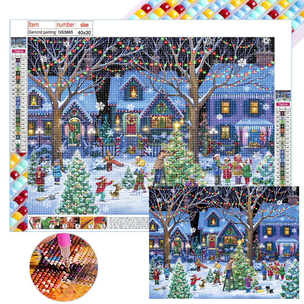 Christmas Street Scene - Full Square Drill Diamond Painting 40*30CM