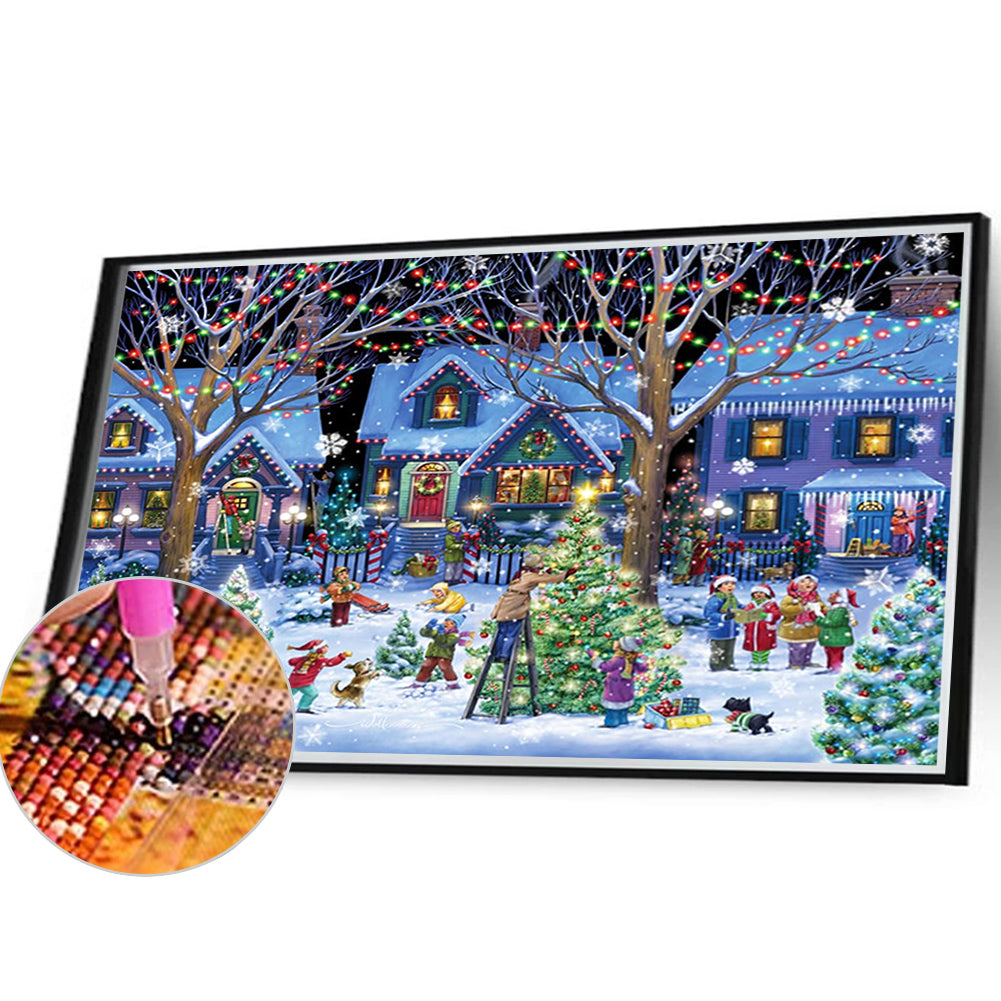 Christmas Street Scene - Full Square Drill Diamond Painting 40*30CM