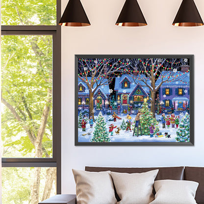 Christmas Street Scene - Full Square Drill Diamond Painting 40*30CM