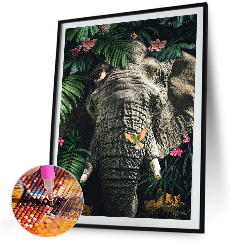 Forest Animal Elephant - Full Square Drill Diamond Painting 40*50CM