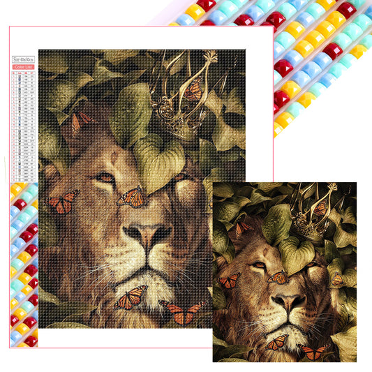 Forest Animal Lion - Full Square Drill Diamond Painting 40*50CM