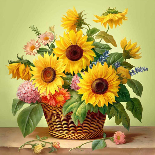 Sunflower Bouquet - Full Round Drill Diamond Painting 30*30CM