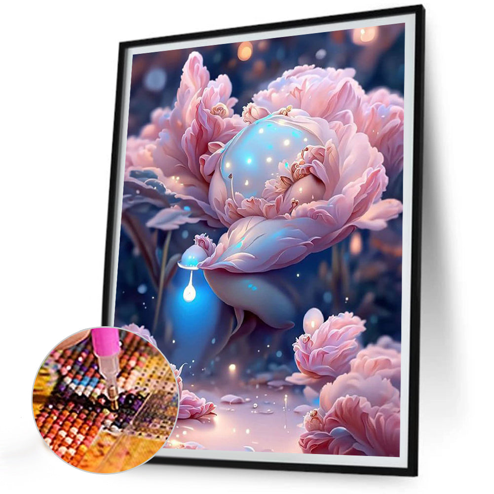 Fantasy Pink Flowers - Full Round Drill Diamond Painting 30*40CM