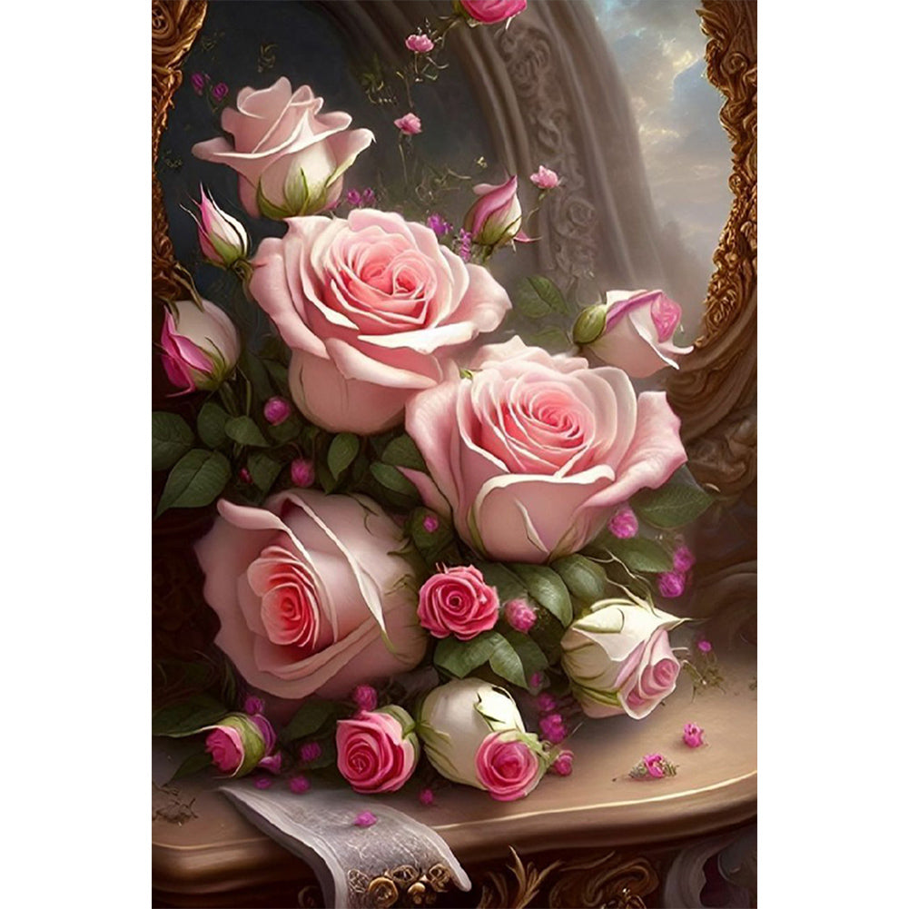 Pink Rose - Full Round Drill Diamond Painting 40*60CM