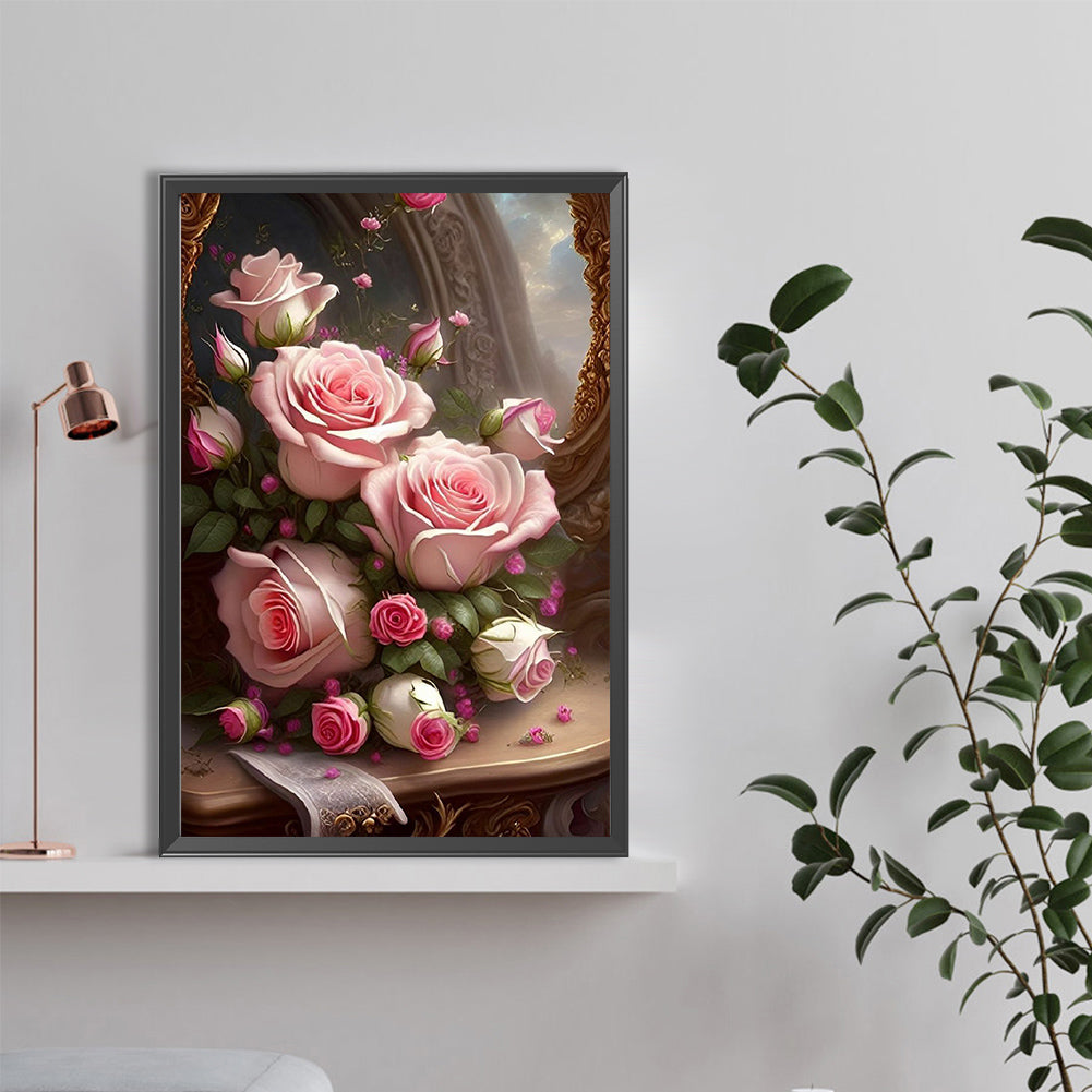 Pink Rose - Full Round Drill Diamond Painting 40*60CM