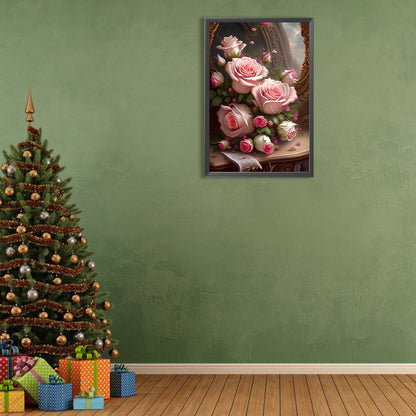 Pink Rose - Full Round Drill Diamond Painting 40*60CM