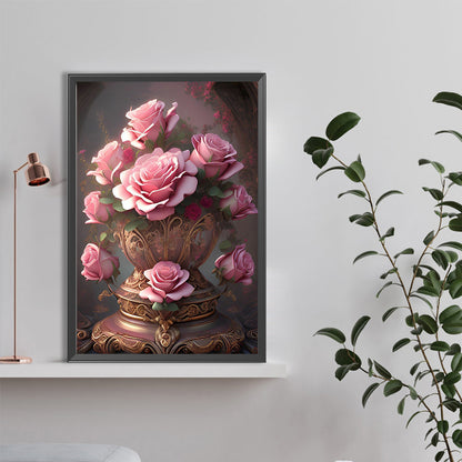 Pink Rose - Full Round Drill Diamond Painting 40*60CM