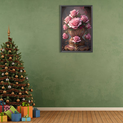 Pink Rose - Full Round Drill Diamond Painting 40*60CM