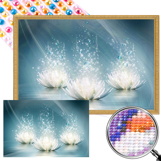 Water Drop Lotus - Full AB Dril Round Diamond Painting 45*30CM