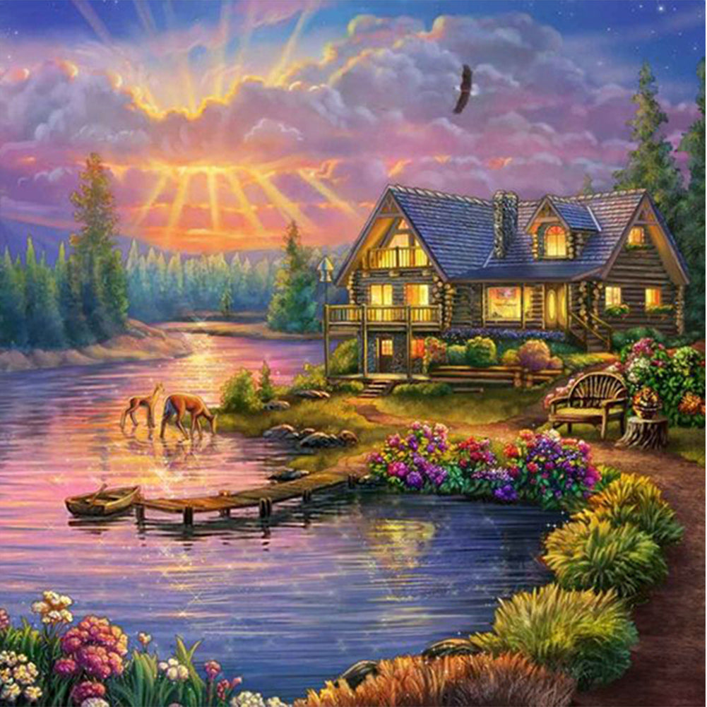 Garden House - Full AB Dril Round Diamond Painting 40*40CM