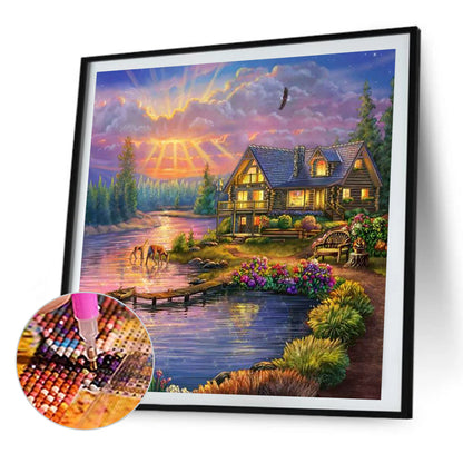 Garden House - Full AB Dril Round Diamond Painting 40*40CM