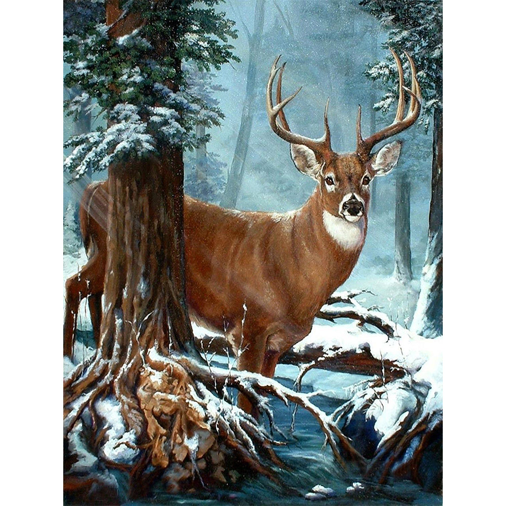 Elk In Winter - 11CT Stamped Cross Stitch 45*60CM