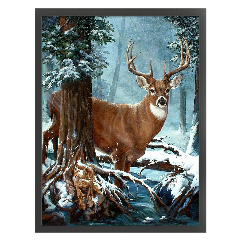 Elk In Winter - 11CT Stamped Cross Stitch 45*60CM