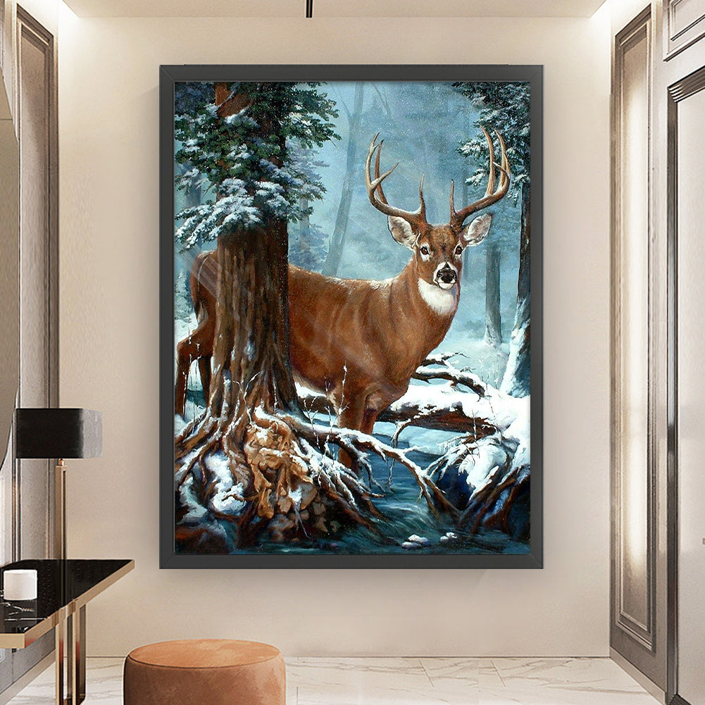 Elk In Winter - 11CT Stamped Cross Stitch 45*60CM