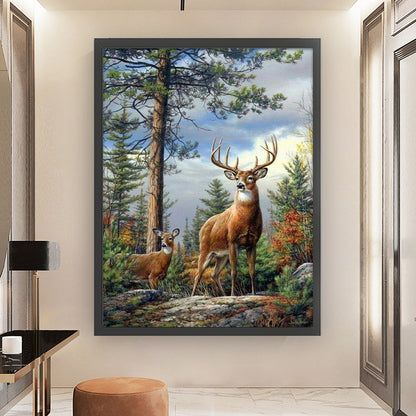 Elk In Winter - 11CT Stamped Cross Stitch 45*60CM