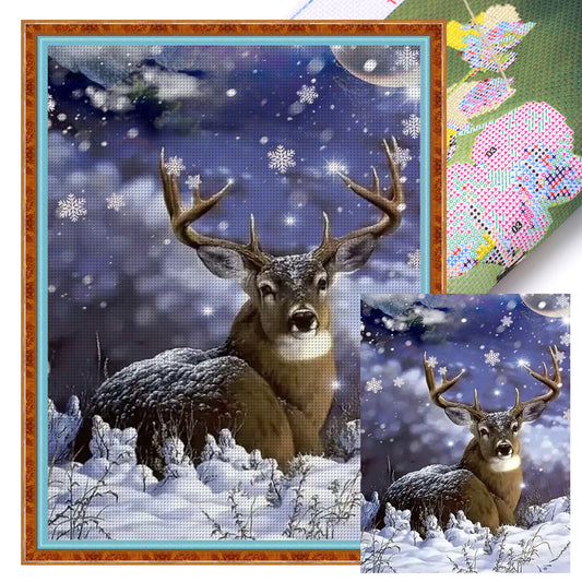 Elk In Winter - 11CT Stamped Cross Stitch 45*60CM