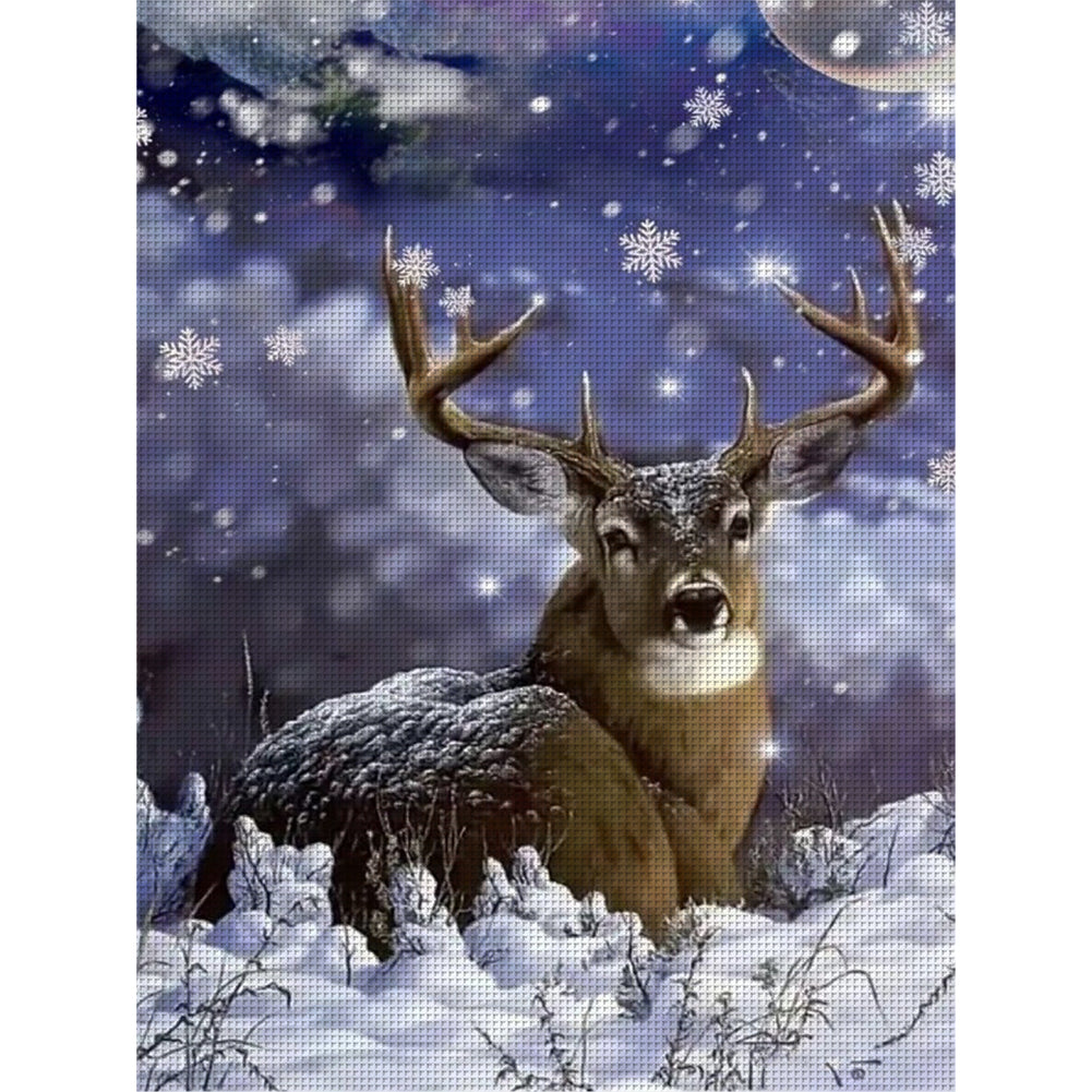 Elk In Winter - 11CT Stamped Cross Stitch 45*60CM