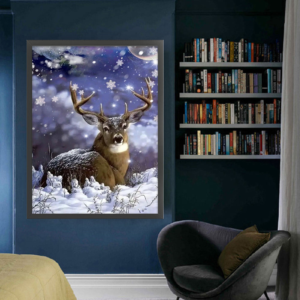 Elk In Winter - 11CT Stamped Cross Stitch 45*60CM