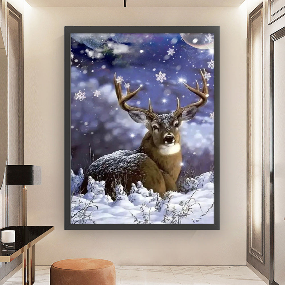 Elk In Winter - 11CT Stamped Cross Stitch 45*60CM