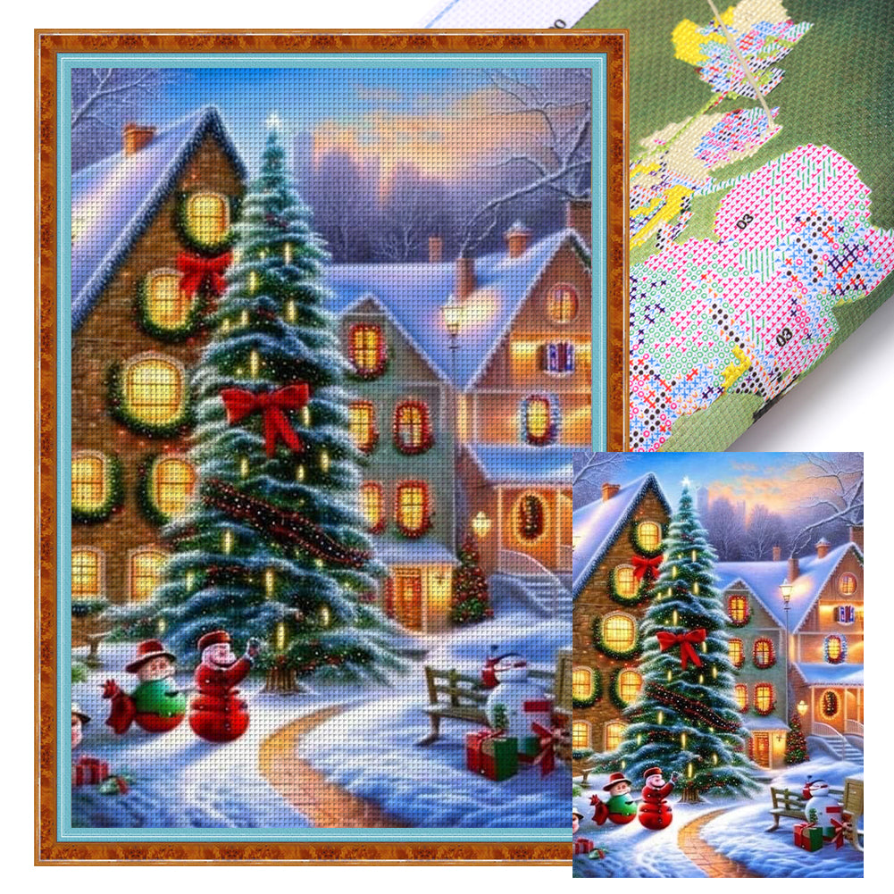 Christmas Tree Cabin - 11CT Stamped Cross Stitch 40*60CM