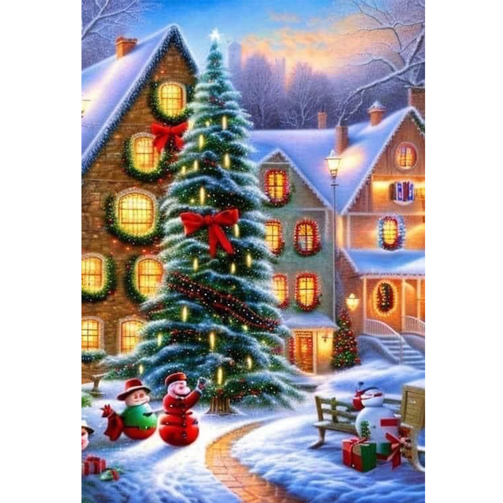 Christmas Tree Cabin - 11CT Stamped Cross Stitch 40*60CM