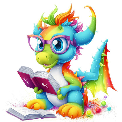 Colorful Little Dinosaur - Full Round Drill Diamond Painting 30*30CM