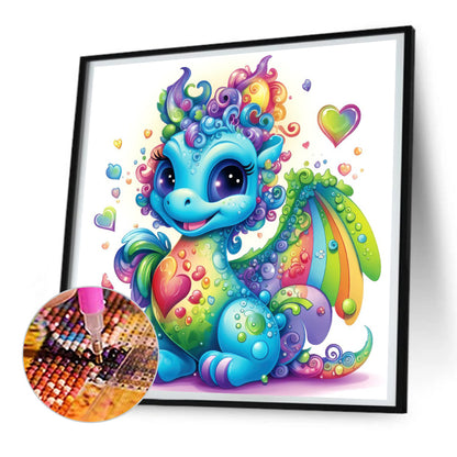 Colorful Little Dinosaur - Full Round Drill Diamond Painting 30*30CM