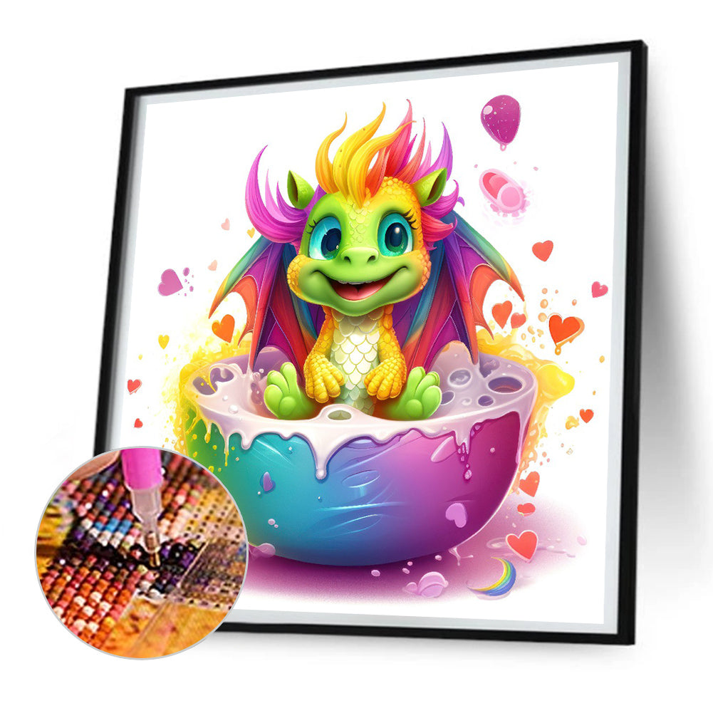 Colorful Little Dinosaur - Full Round Drill Diamond Painting 30*30CM