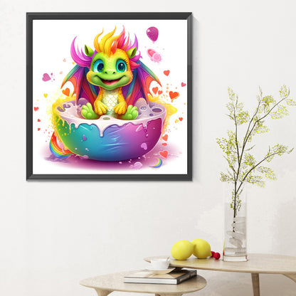 Colorful Little Dinosaur - Full Round Drill Diamond Painting 30*30CM